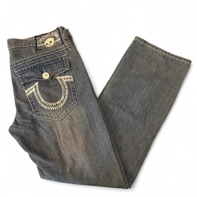 Vintage True Religion Light Blue Skull Tag Embroidered Jeans