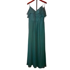 Mori Lee Madeline Gardner Gown Womens 12 Emerald Green Ruffle Chiffon Formal