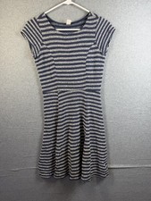 Old Navy Dress Womens XS Navy White Stripe Knit Fit Flare Sweater Short