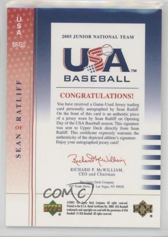2005 USA Baseball Junior National Team Signed Jersey Red Ink Sean Ratliff Auto - Image 2 of 2