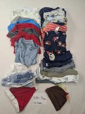 24 Pieces Baby Boy NB to 3 mo Various Brands Bodysuits Short/Long Sleeve Pants