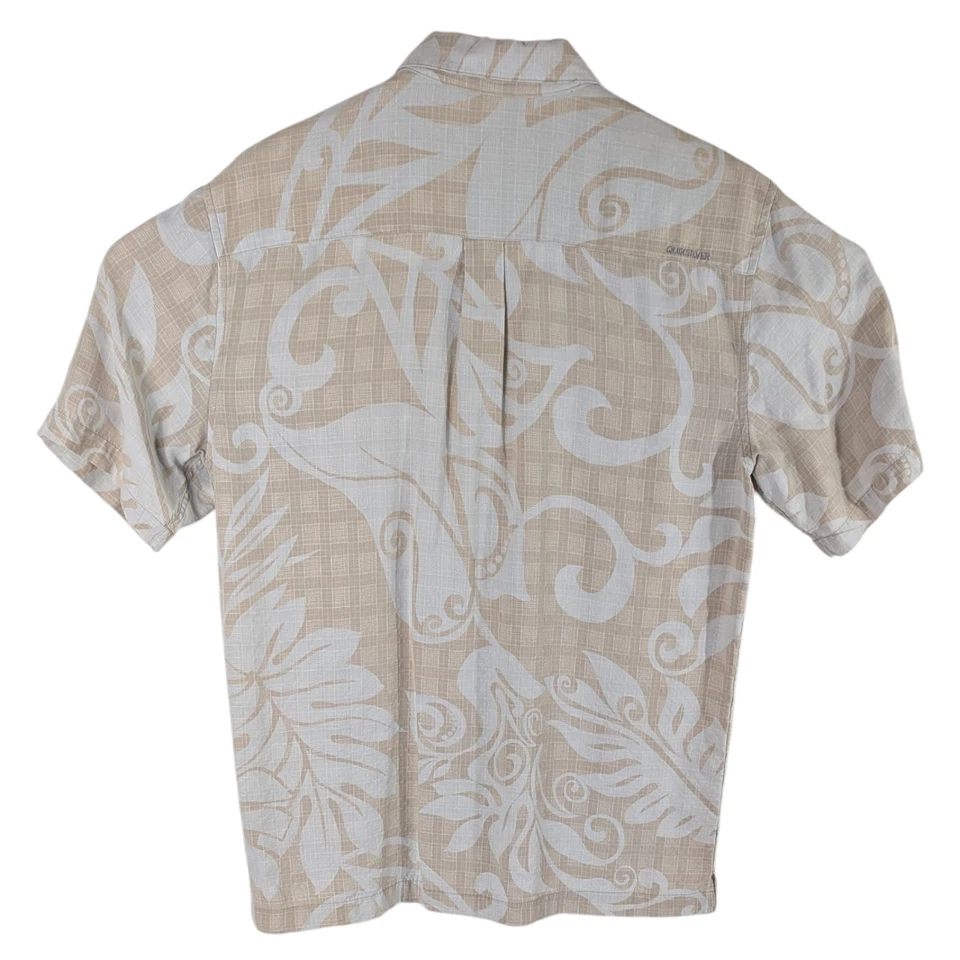 Quicksilver Waterman Hawaiian Aloha Shirt Mens Large Surfing Fall Leaf Tropical - Image 3 of 4