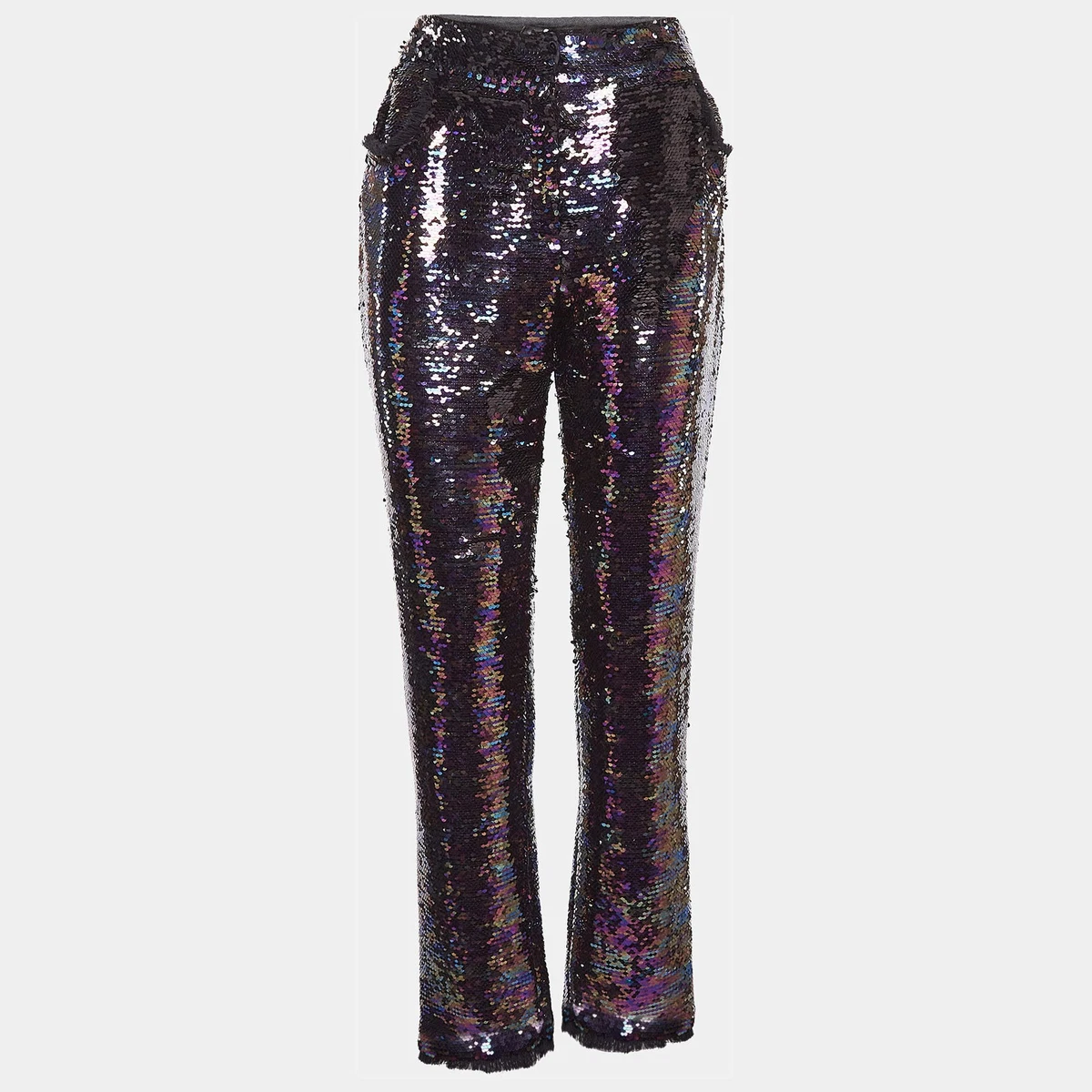 Pantaloni larghi sottili da donna con paillettes lucide