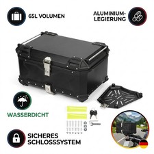 65 Liter Motorrad Alu Top Case Bagtecs XB65 Aluminium Alloy+Unteres Rack Schwarz