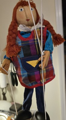 Vintage Tellon Collections Pippi Longstocking Marionette Wooden Puppet