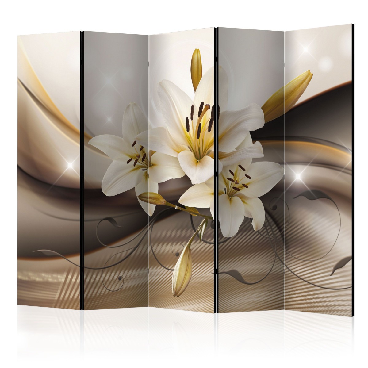 Paravent 5 volets de luxe The Desert's Garden 172x225cm en bois et toile HD