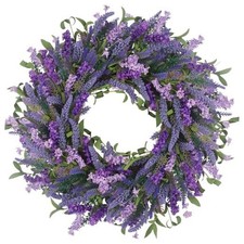 Door Wreath, 24 Inch Summer Wreaths for Front Door Outside, Purple Lavender