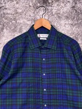 Turnbull & Asser Dress Shirt 17 Mens Plaid Flannel Tuxedo Front Tailored Fit