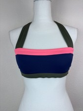 Boden women's 4 navy color block halter tie bikini swim top wireless bra top