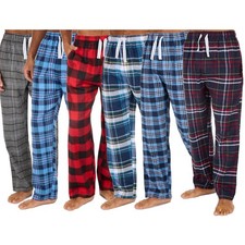 Mens Flannel Pyjama Bottoms Brushed Cotton Rich Check Lounge Pants