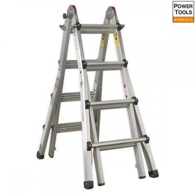 Sealey AFPL3 Aluminium Teleskopleiter 4-fach EN 131 höhenverstellbar