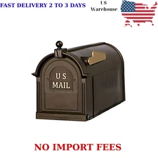 Bronze Post Mount Mailbox, Large, Keeps Mail Dry, Heavy Duty for Rural