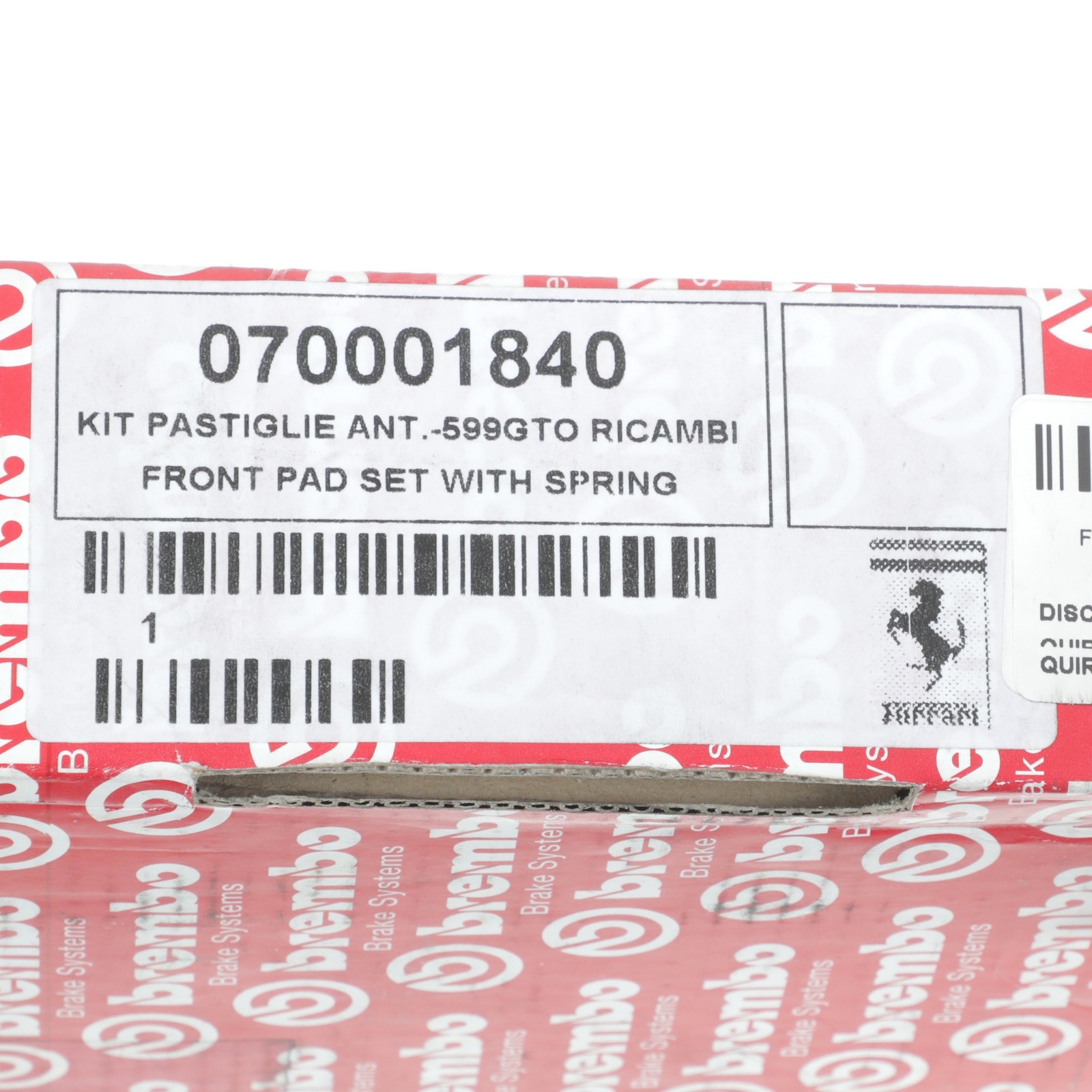 GENUINE Ferrari 599 GTO Front Brake Pad Set With Springs OEM NEW 70001840