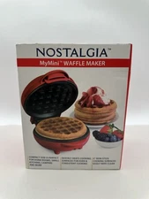 Nostalgia My Mini Waffle Maker 5" Cooking Surface, Brand New Factory Sealed, Red