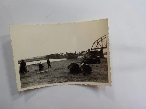 WW2 Photo German Soldiers Broken Bridge Military VTG WW II War Photograph WWII