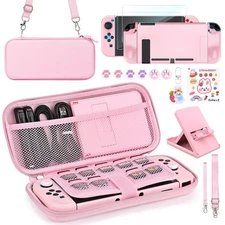 Younik Switch Accessories Bundle, 17 in 1 Pink Switch Accessories Kit for Gir