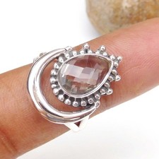 Natural Clear quartz Ring 925 Sterling Silver Crystal quartz Rock Crystal-R240
