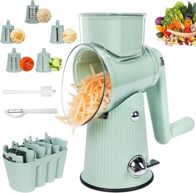 Rotary Cheese Grater,Multifunction 5 In 1 Chopper Vegetable Cutter Green 