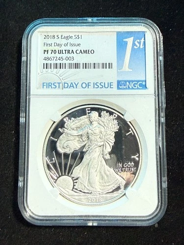 2018 S AMERICAN SILVER EAGLE F.D.O.I. NGC PF70 ULTRA CAMEO 003