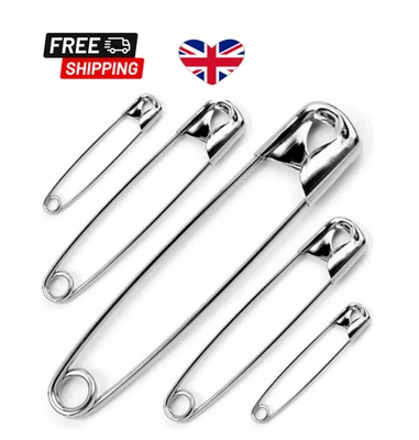 50Pc x Assorted Steel Safety Pins Small-Large Size Hemming Craft Dressmaking UK - Image 1 of 2