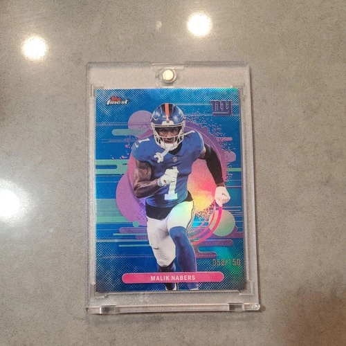 2025 Topps Finest Malik Nabers Uncommon Blue Refractor #/150 Giants