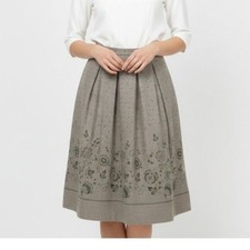 Vintage Lady Austria Wool Alpine trachten Folk Midi Bavarian A Line Skirt