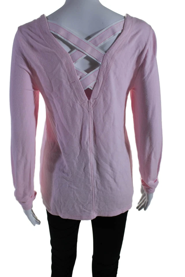 Lilly Pulitzer Womens Long Sleeve Strappy Back V Neck Shirt Pink Size Small - Image 4 of 4