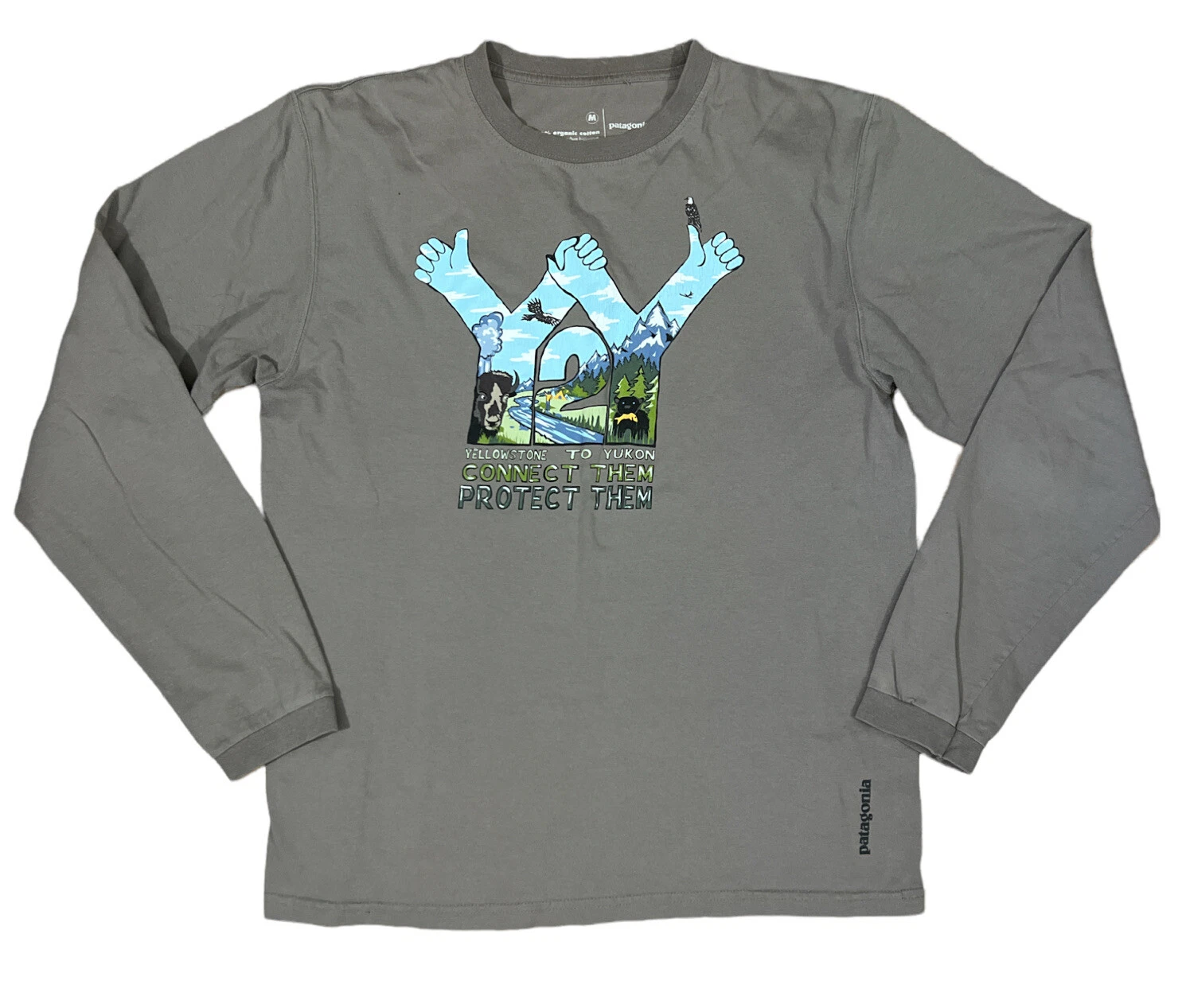 PATAGONIA shirt mens MEDIUM tan long sleeve Outdoor Camping