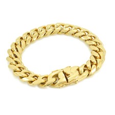 ANTI-TARNISH Cuban Miami Link 9" 18k Gold Over Stainless Steel 16mm Bracelet