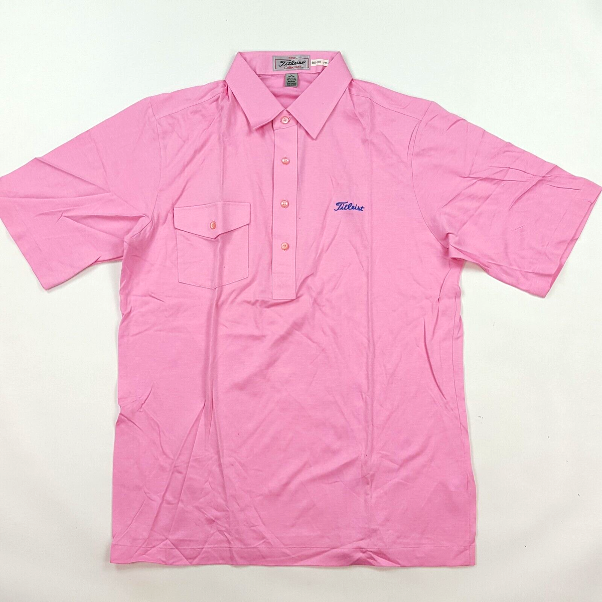 Titleist Golf Pink Short Sleeve Made In Japan Large Collared PGA