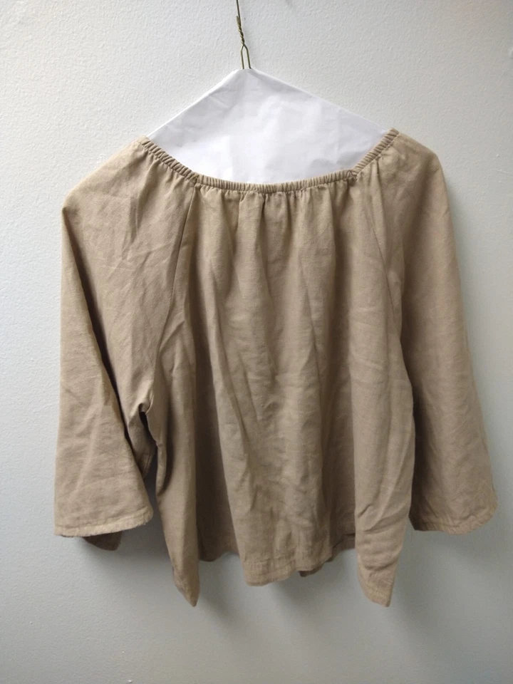 Womens Beige Single Thread bloomingdales brand Top Medium Linen blend  cropped - Image 2 of 4