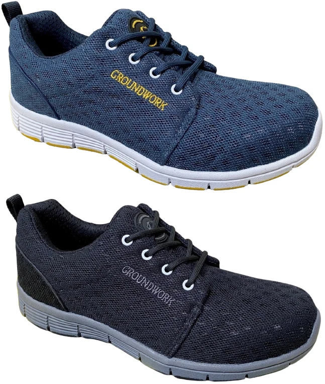 GROUNDWORK MENS ULTRA LIGHTWEIGHT WORK STEEL TOE CAP SAFETY FASHION WIDE TRAINERS BOOTS SZ