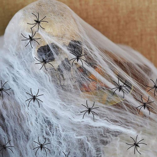 Halloween Animated Hanging Skulls Head Covered with Spider Webs GN - Picture 13 of 16
