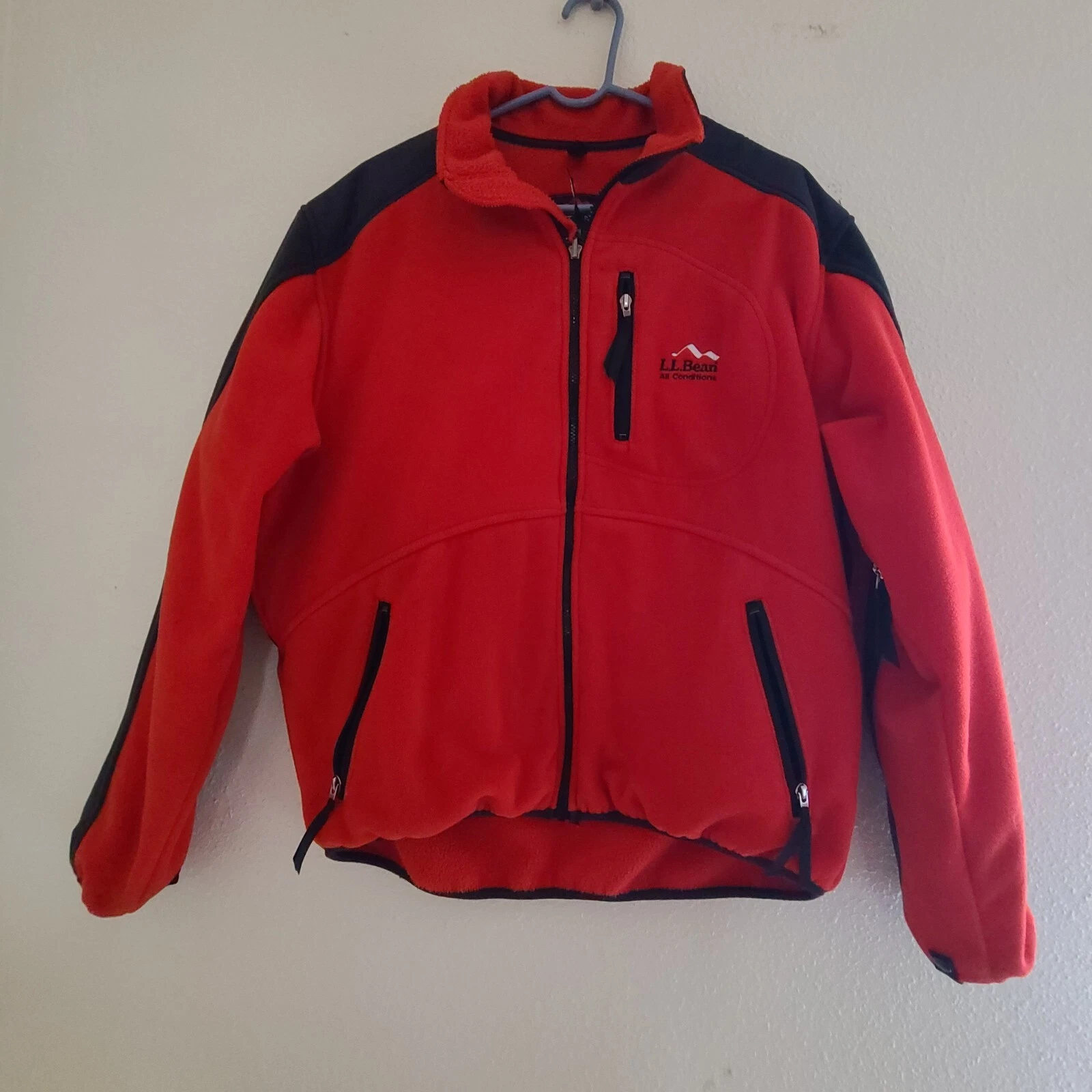 L.L. Bean fleece outdoor jacket polartec Full Zip red Men's Size L