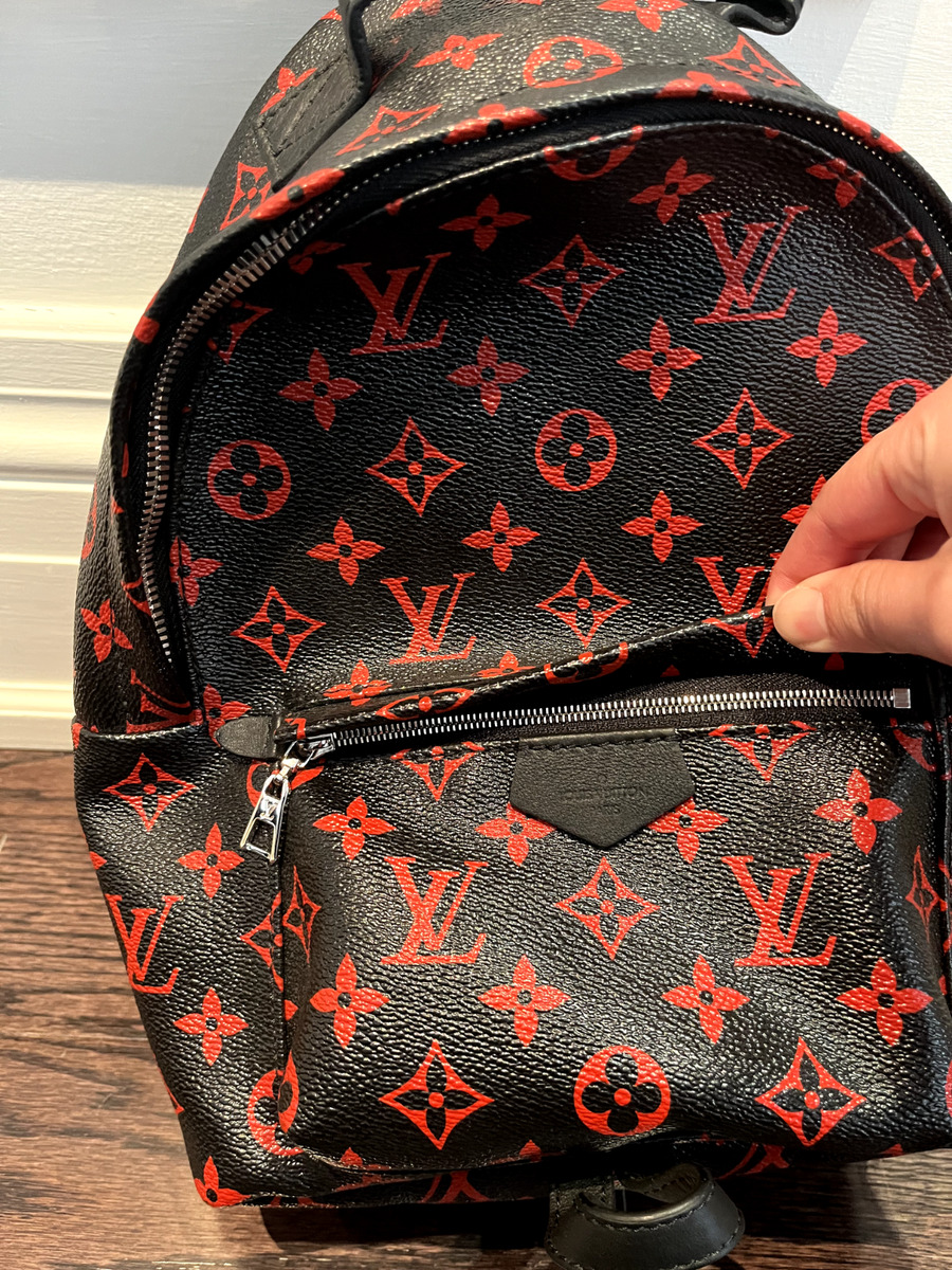 Louis Vuitton Backpack Palm Springs Monogram Infrarouge Mini Black Red