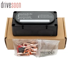 300A 48V DC Heavy Duty 4 Way Bus Bar/Power Distribution Box Screw Terminal Studs