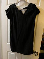 Cynthia Rowley 4 little black dress 100% silk back cutout tie neck EUC