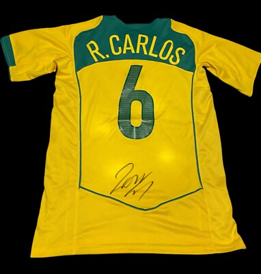 Maillot Domicile Brésil 2003 – Signé Par Roberto Carlos (original, Collection)