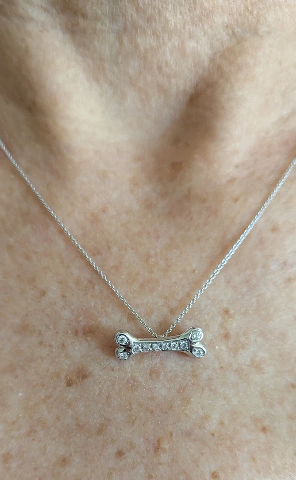 Roberto Coin 18K белое золото цепочка и собака кости подвеска - Изображение 3 из 4