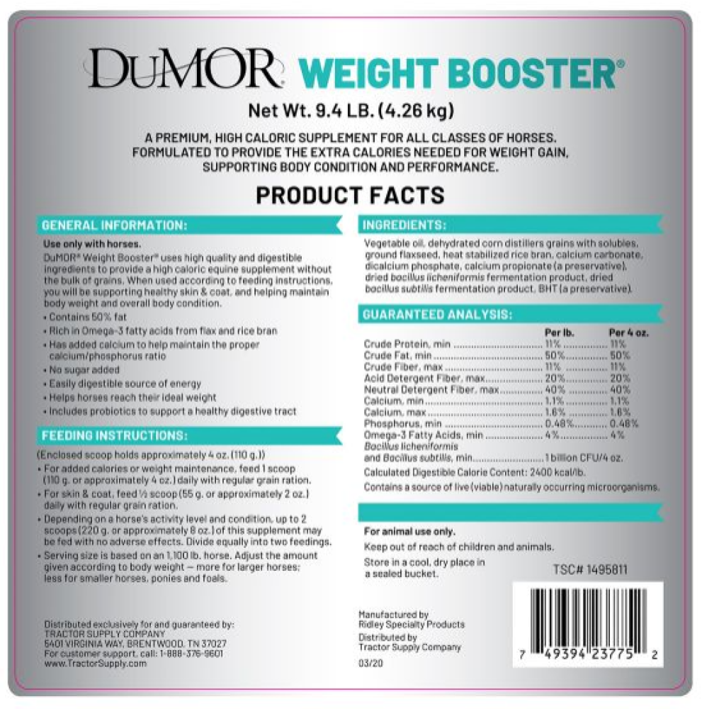 DuMOR 66054 Premium High Calorie Horse Weight Booster Supplement eBay