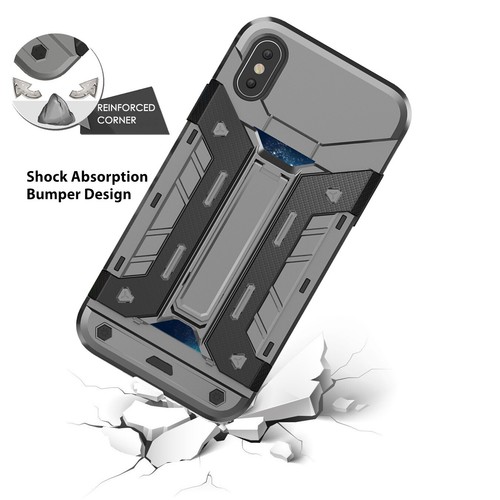 For iPhone XS X 6S Plus Shockproof Hybrid Rubber Hard Case Cover with Kick-Stand - Picture 7 of 19