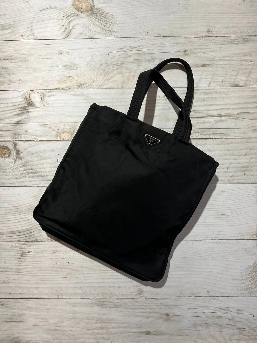 Prada Small Leather Logo Shopping Bag in Black