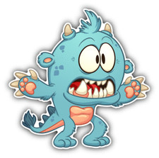 Monster Turquoise Funny Cartoon Car Bumper Sticker Decal "SIZES''