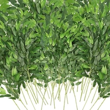 Artificial Italian Ruscus Greenery Stems, Faux Green Leaf Garland Branches Ha...