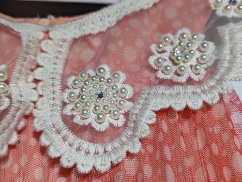Bonnie Jean girls party orange poke dot dress size 14 Wedding dress Graduation - Picture 3 of 8