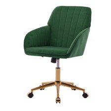Velvet Home Office Computer Desk 360 Swivel Chair Armchair Gold Base Roller Tilt