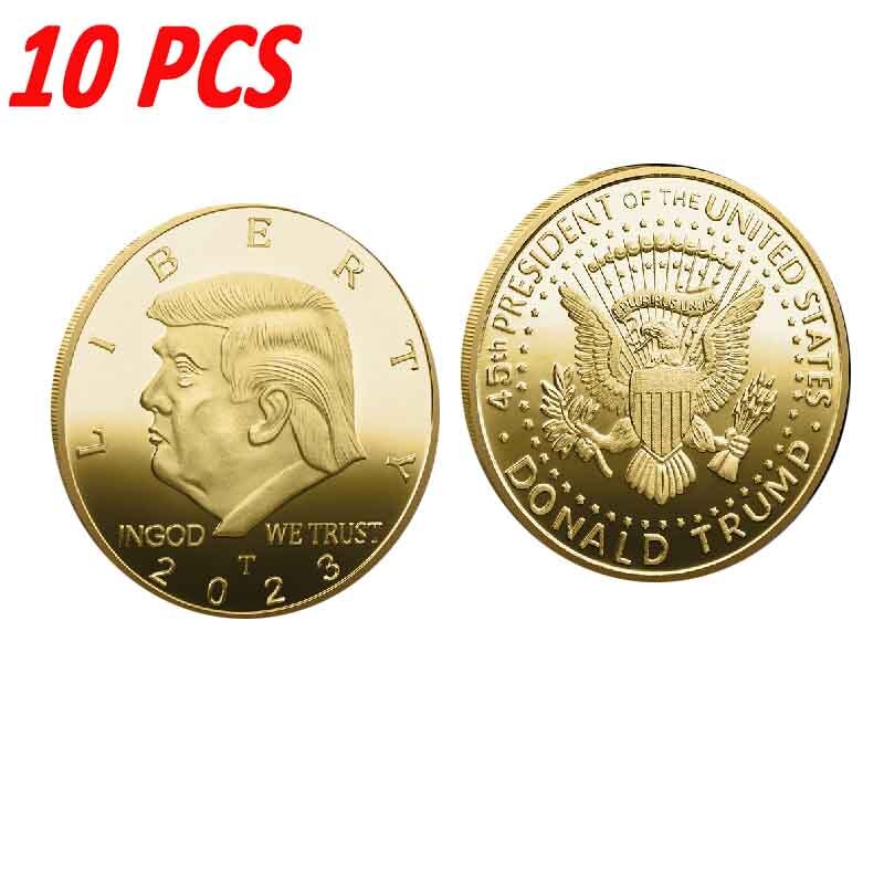 10PCS Commemorative 2023 President Donald Trump Coin Challenge US LIBERTY Gold