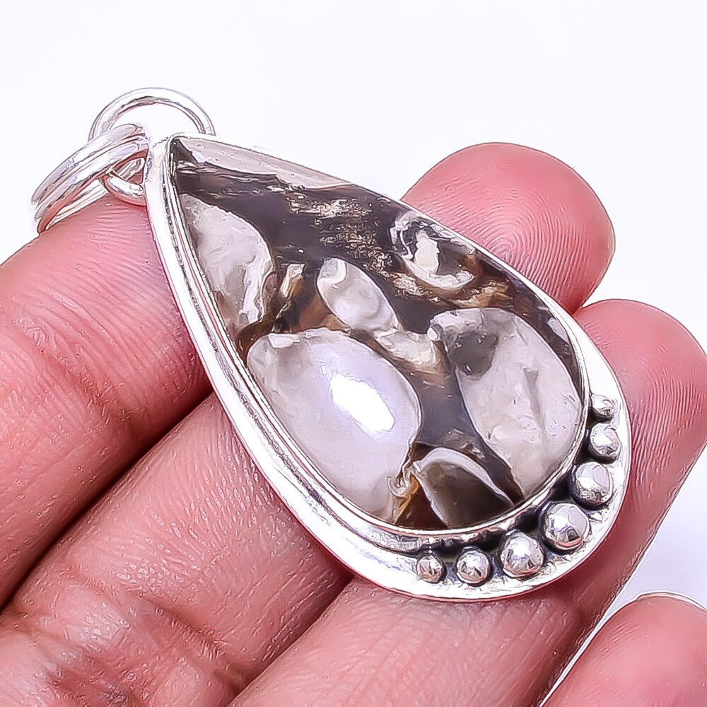 Petrified Peanut Wood Jasper - Australia 925 Sterling Silver Pendant 2.15