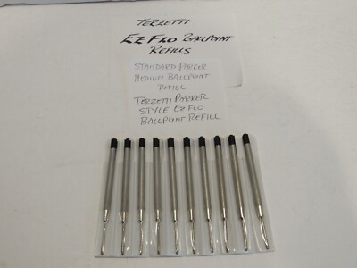 10 TERZETTI EzFlo Black Ballpoint refills+pouch- fit Retro 51 ballpoint pens