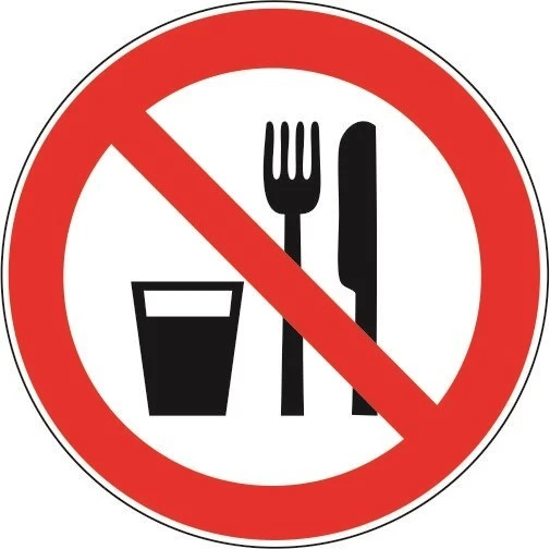 U24 Sticker prohibition sign food and drink prohibited 10 cm sticker